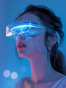 佩戴虚拟现实眼镜的女子背景图片