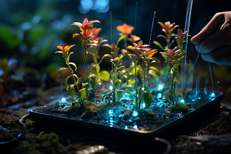 创新科技的电子植物幼苗背景图片