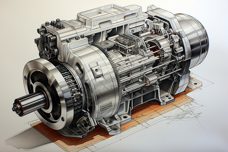 机械精密的异步交流电动机背景图片