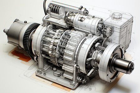 精密机械细节的异步交流电动机背景图片