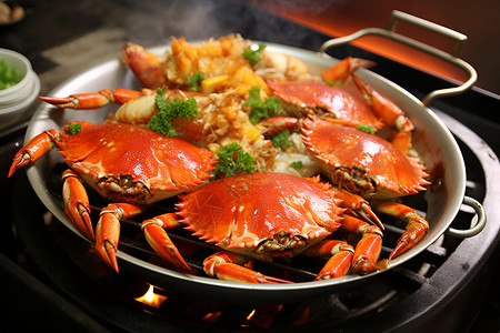 海鲜厨房新鲜美味的螃蟹背景