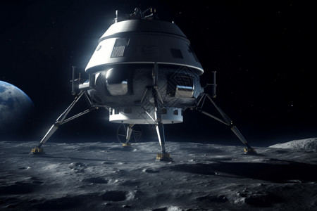 停在月球表面的着陆器背景图片