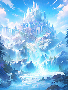 壮观的冰雪城堡背景图片