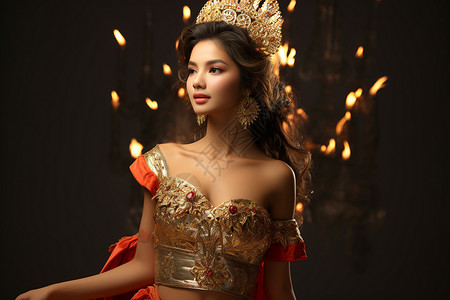 来自泰国艺术泰国传统服装下的女士背景