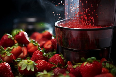 草莓和果汁背景图片