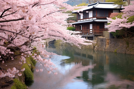 樱花小屋背景图片