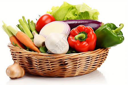 丰收的蔬菜篮背景图片