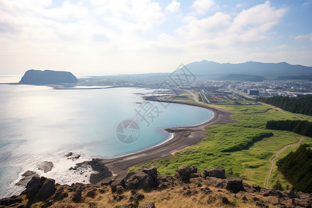 山海相连的美丽远景背景