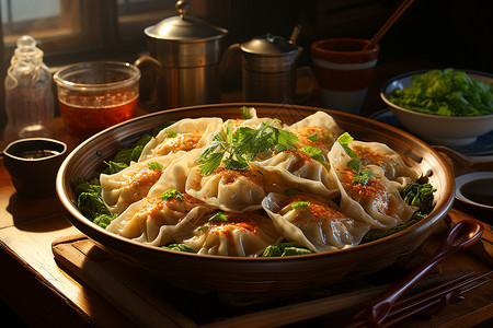 美味的蘸饺背景图片
