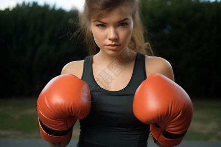 拳击女子黑色运动手套高清图片