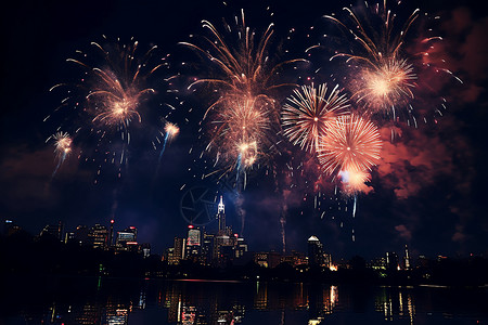 2019跨年夜夜空中的烟花背景