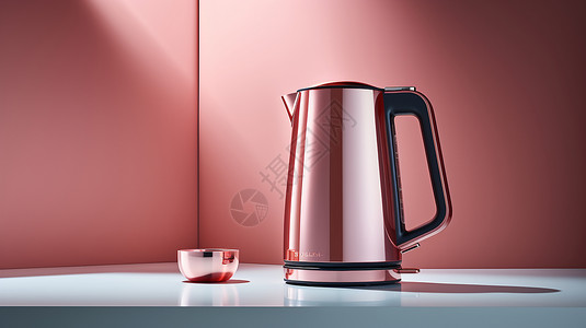 红色电热水壶背景图片