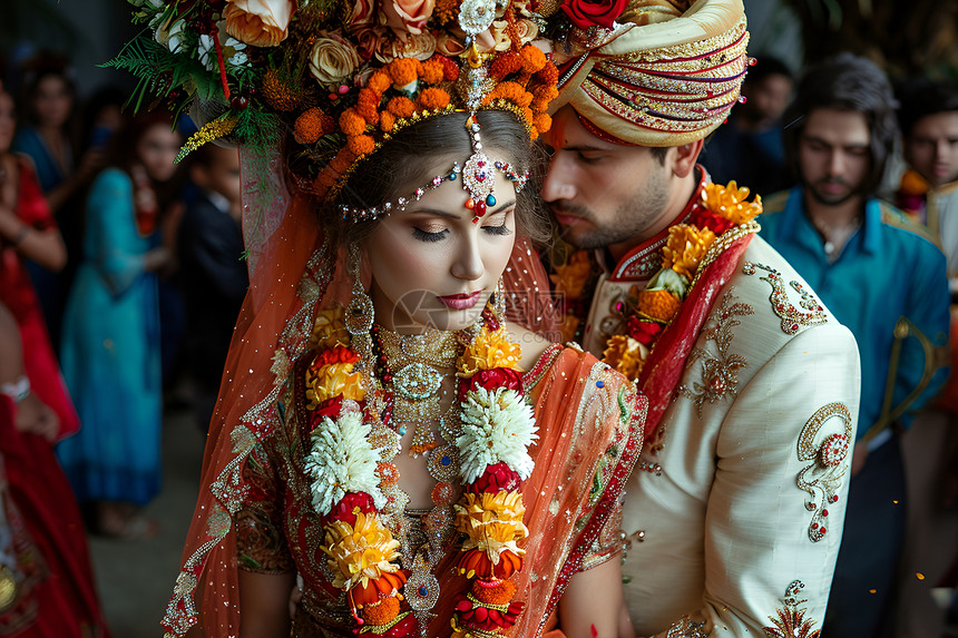 浪漫的印度新娘新郎图片