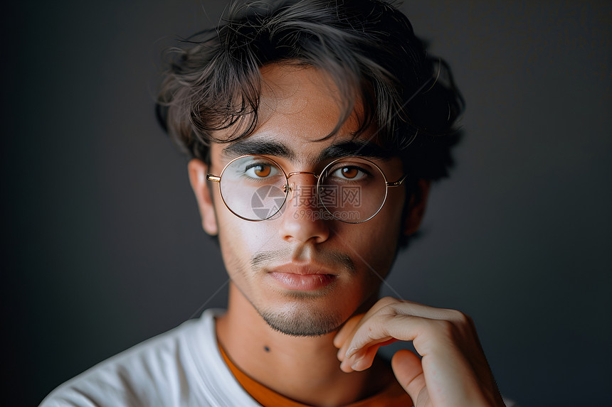 佩戴眼镜的年轻男子图片