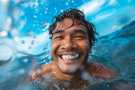 水中快乐的男人背景图片