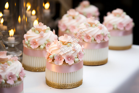 粉色花朵蛋糕背景图片