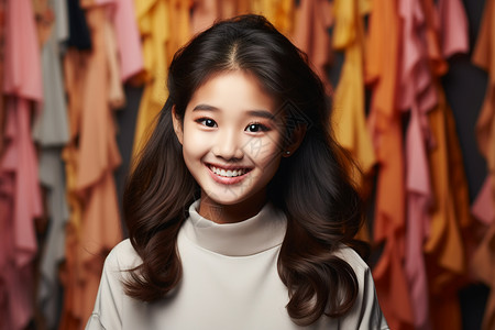 灿烂笑容的亚洲少女高清图片