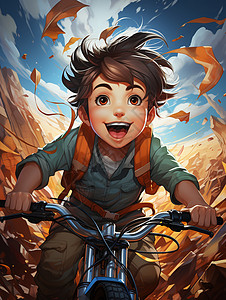 小孩骑着自行车背景图片