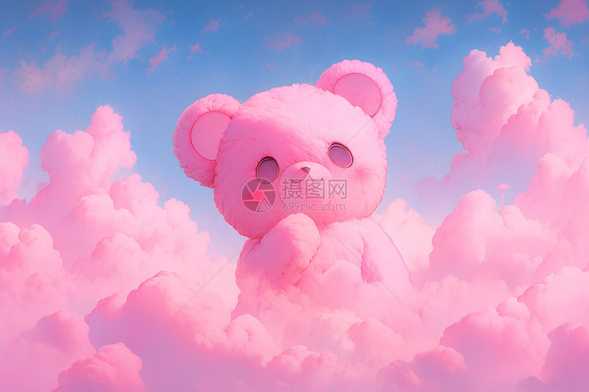 天空中的粉色小熊图片