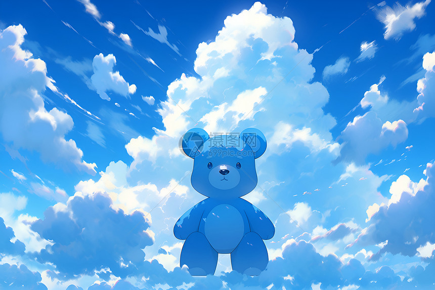 天空中的蓝色熊图片