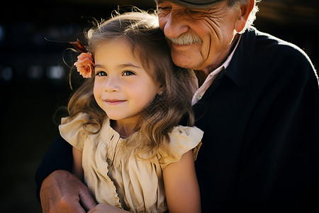 愉快的祖父和孙女背景图片