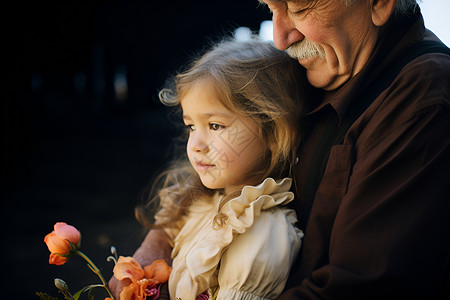 温馨的祖父和孙女背景图片