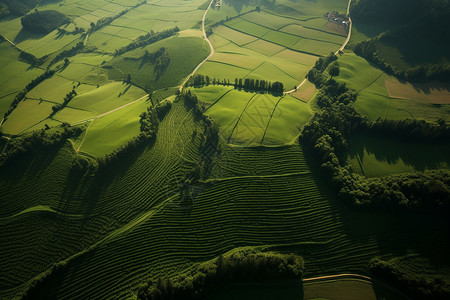 天空下的绿色田野高清图片