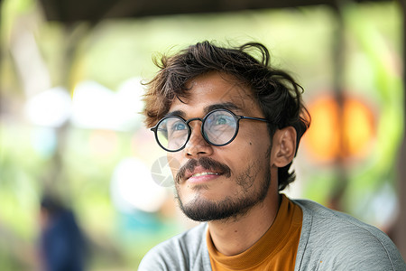 目视前方目视远方的男子背景