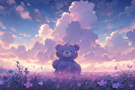 梦幻紫色小熊背景图片