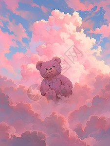 梦幻粉色世界的小熊背景图片