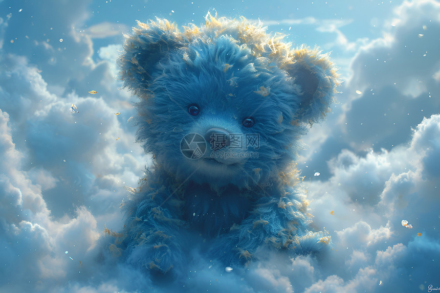 仙境里的蓝色泰迪熊图片