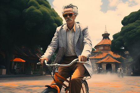 骑自行车的男子背景图片