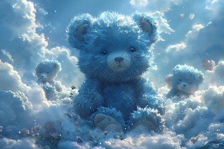 蓝色的绒毛熊背景图片