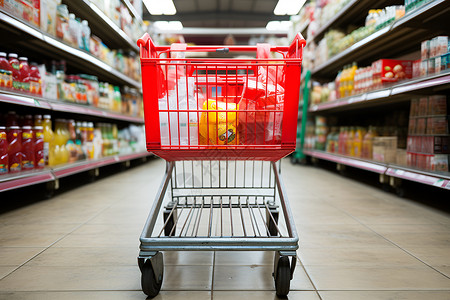 食品货架购物车中的商品背景