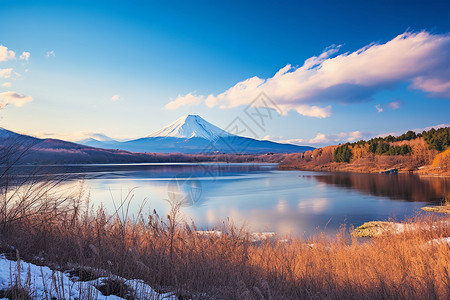 美丽的富士山景观背景图片