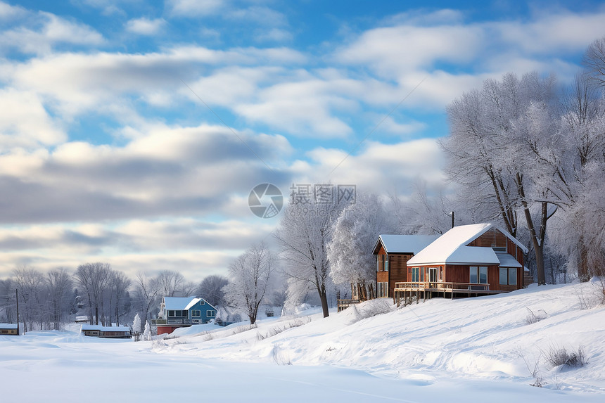 冬日乡村的梦幻景色图片
