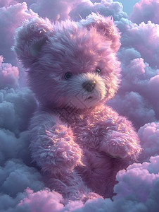 可爱小熊头像云中的紫色毛绒小熊设计图片