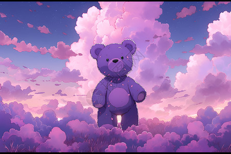 可爱的紫色小熊背景图片