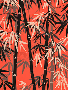 手绘艺术的竹海背景插图背景图片