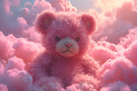 云中粉红泰迪熊背景图片