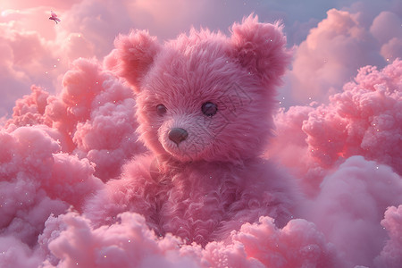 云海中的泰迪熊背景图片