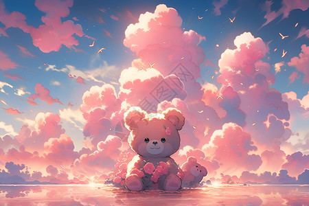 粉色玩具熊背景图片