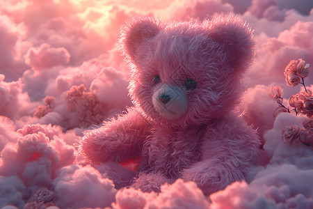 云朵状的泰迪熊背景图片