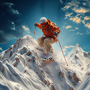 飞扬的滑雪者背景图片