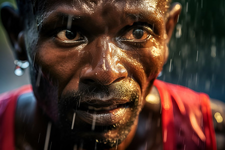雨中决心的马拉松运动员高清图片