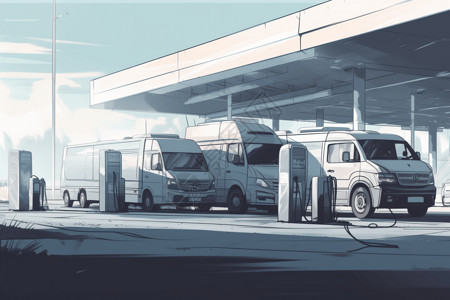 加油站服务生活服务的加油站插图插画