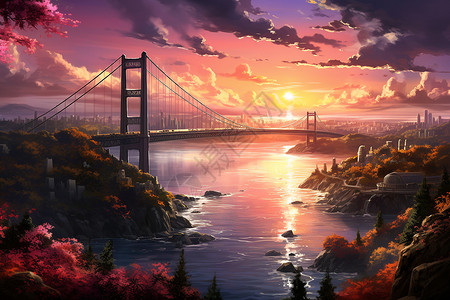 户外壮观的桥梁建筑背景图片