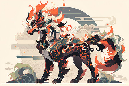 中国神话生物麒麟背景图片