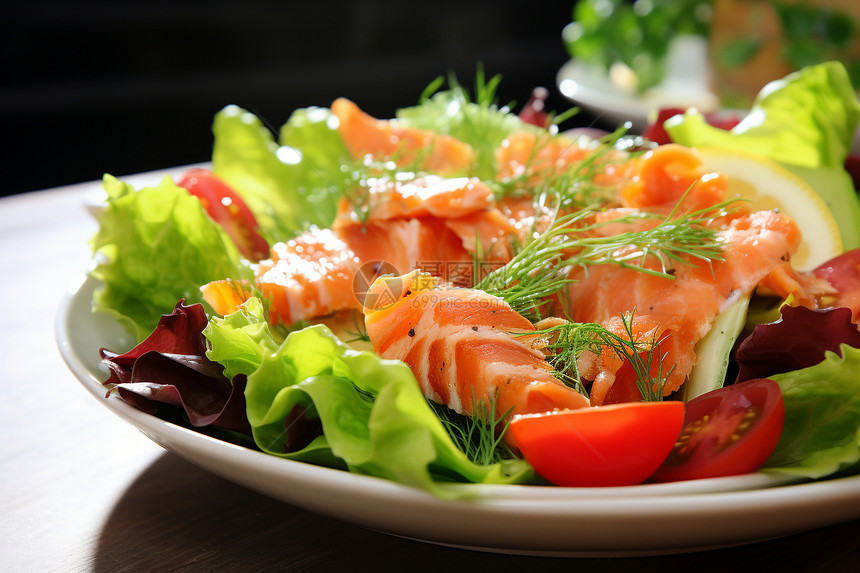 美味健康三文鱼生菜沙拉图片
