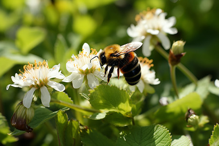 夏日缤纷蜜蜂背景图片